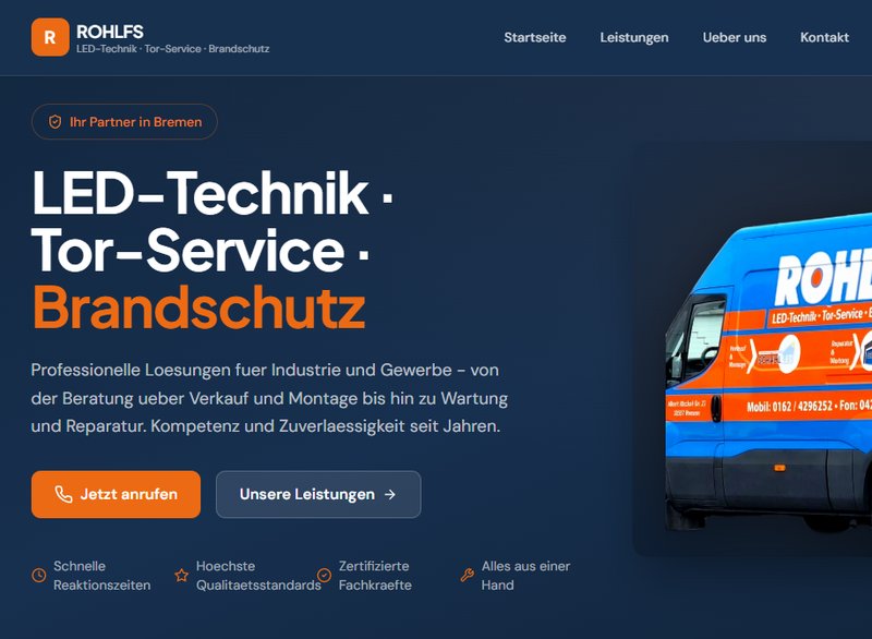 Carsten Rohlfs Tortechnik – LED-Technik · Tor-Service · Brandschutz Website Design